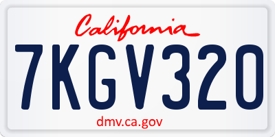 CA license plate 7KGV320
