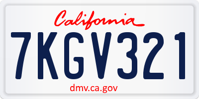 CA license plate 7KGV321