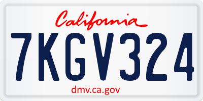 CA license plate 7KGV324