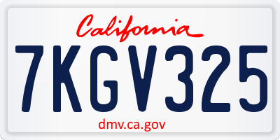 CA license plate 7KGV325