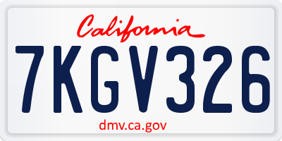 CA license plate 7KGV326