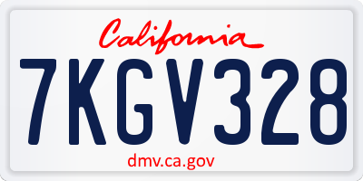 CA license plate 7KGV328