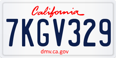 CA license plate 7KGV329