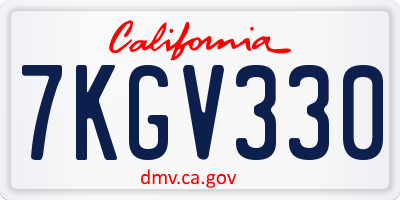CA license plate 7KGV330