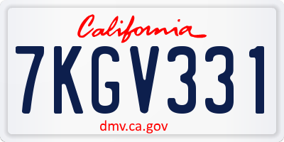 CA license plate 7KGV331