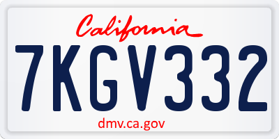 CA license plate 7KGV332