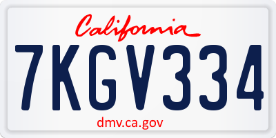 CA license plate 7KGV334