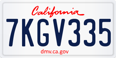 CA license plate 7KGV335