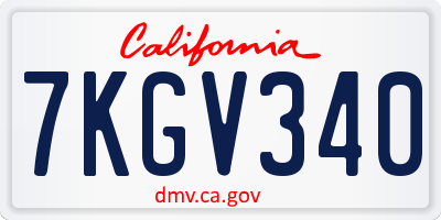 CA license plate 7KGV340