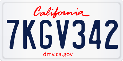 CA license plate 7KGV342