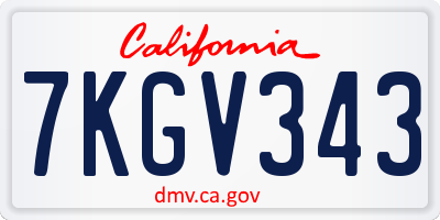 CA license plate 7KGV343