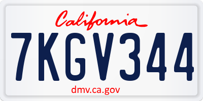 CA license plate 7KGV344