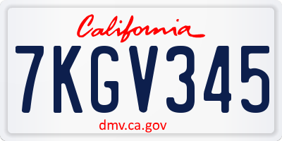 CA license plate 7KGV345