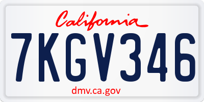 CA license plate 7KGV346