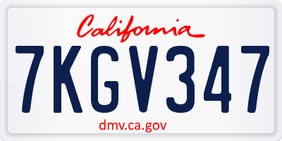 CA license plate 7KGV347