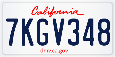 CA license plate 7KGV348