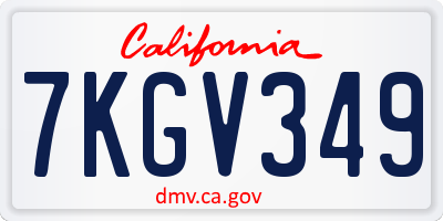 CA license plate 7KGV349