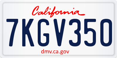 CA license plate 7KGV350