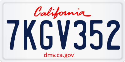 CA license plate 7KGV352
