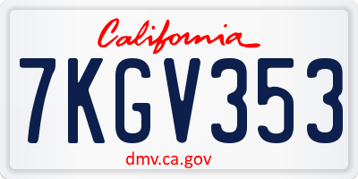 CA license plate 7KGV353