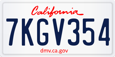 CA license plate 7KGV354