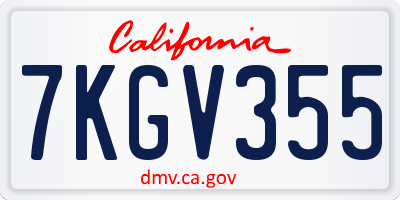 CA license plate 7KGV355