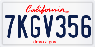CA license plate 7KGV356
