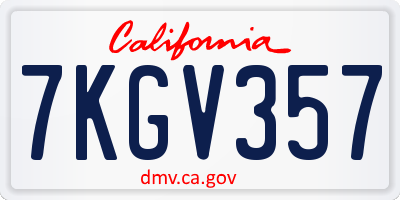 CA license plate 7KGV357