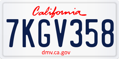 CA license plate 7KGV358
