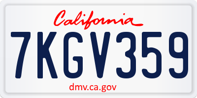 CA license plate 7KGV359