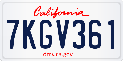 CA license plate 7KGV361
