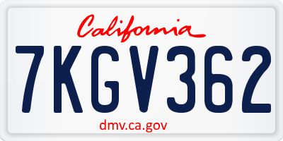 CA license plate 7KGV362