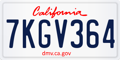 CA license plate 7KGV364