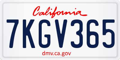 CA license plate 7KGV365