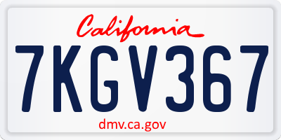 CA license plate 7KGV367