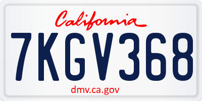 CA license plate 7KGV368