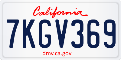CA license plate 7KGV369