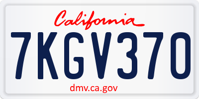 CA license plate 7KGV370
