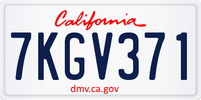 CA license plate 7KGV371