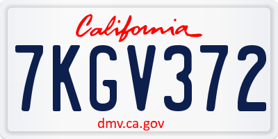 CA license plate 7KGV372