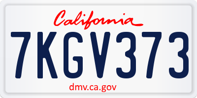 CA license plate 7KGV373