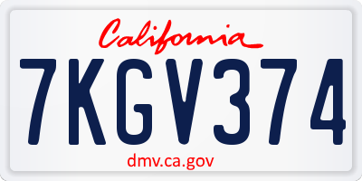 CA license plate 7KGV374