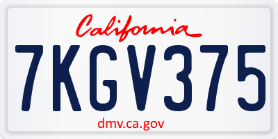 CA license plate 7KGV375