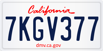 CA license plate 7KGV377