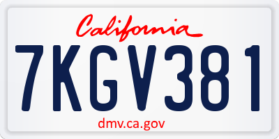 CA license plate 7KGV381