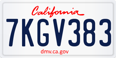 CA license plate 7KGV383