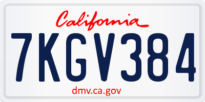 CA license plate 7KGV384