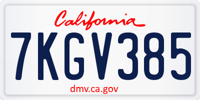 CA license plate 7KGV385