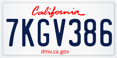 CA license plate 7KGV386