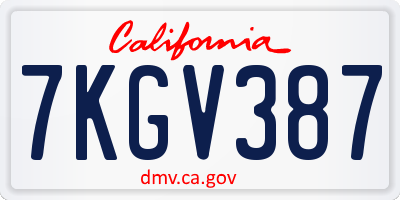 CA license plate 7KGV387